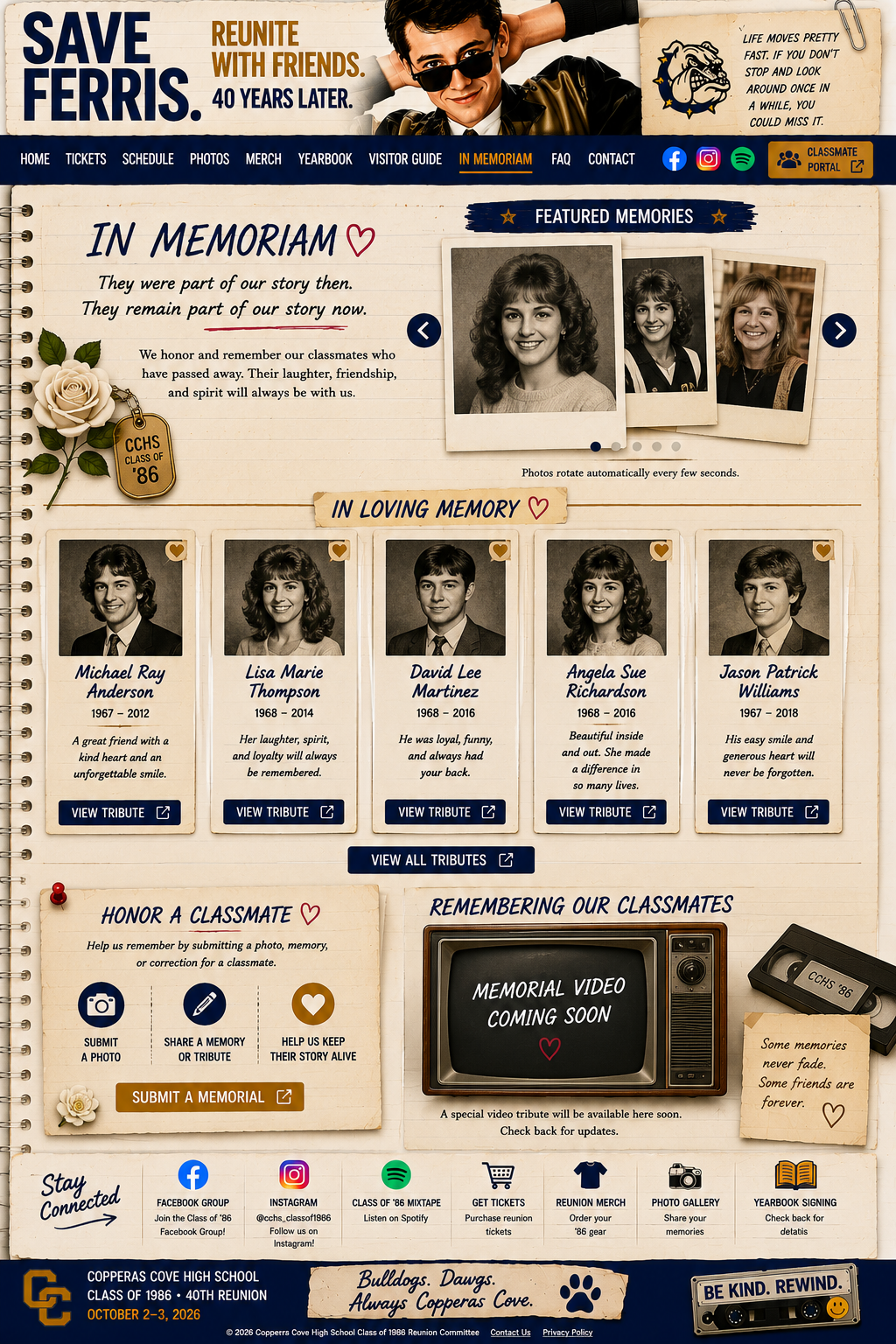 In Memoriam page